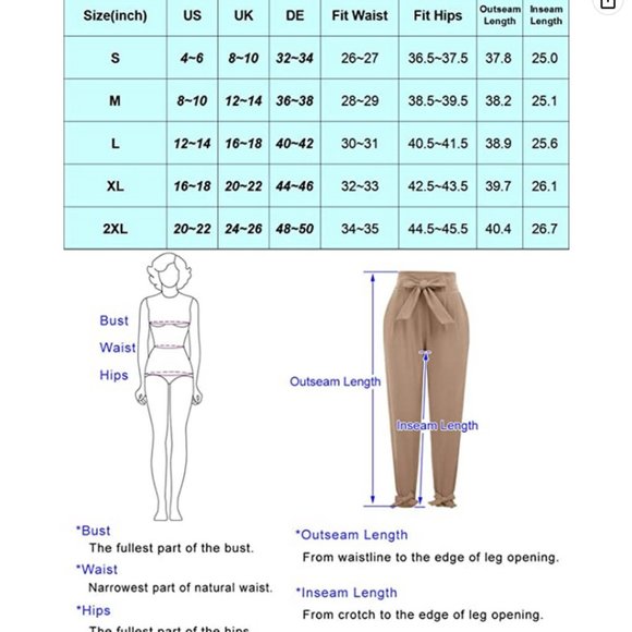 NWT LIUMILAC Women Casual High Waist Dressy Cropped Pants with Pockets Bow-Knot - Picture 6 of 6